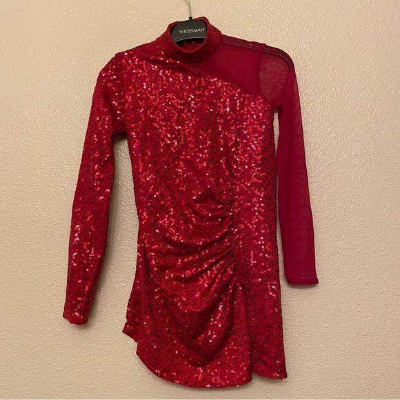 Weissman Dance dress red sequin costume Me Against The Music 12192 Child MC - Picture 2 of 9